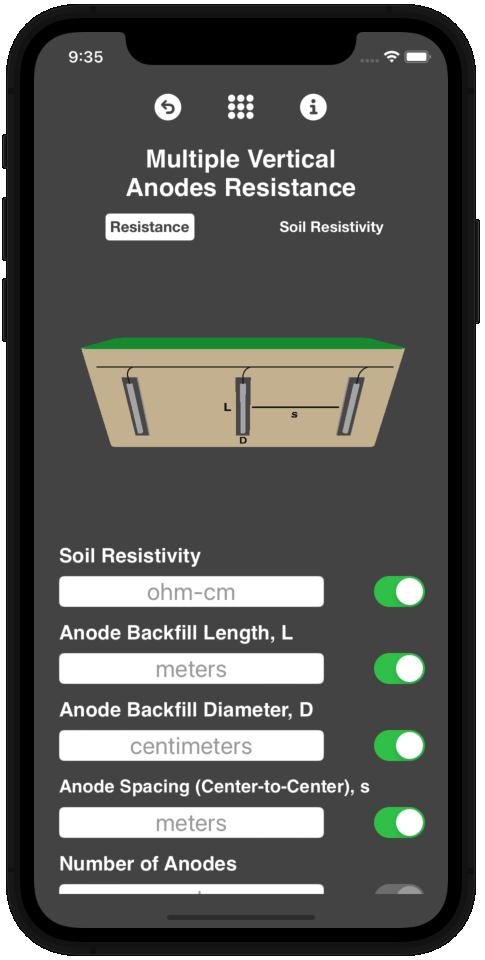 Multiple Vertical Anodes Resistance